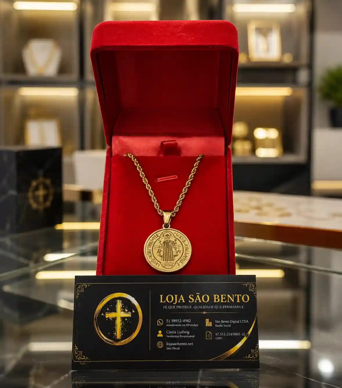 Medalha de São Bento acabamento Ouro